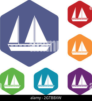 Bateau à voile icons set Illustration de Vecteur