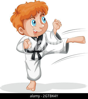 Un personnage gamin vtaekwondo Illustration de Vecteur