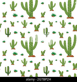 Arrière-plan sans couture avec plantes cactus Illustration de Vecteur