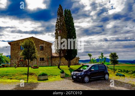 Voyage en Toscane. Paysage de Toscane pittoresque avec collines ondulantes, Toscane, Italie. Banque D'Images