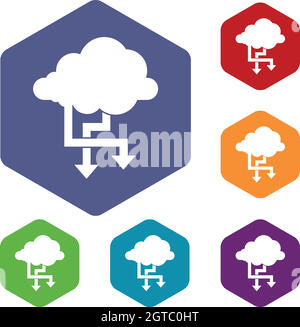 Cloud et flèches icons set Illustration de Vecteur