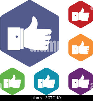 Thumb up geste icons set Illustration de Vecteur