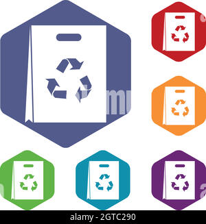 Recyclage Emballage icons set Illustration de Vecteur