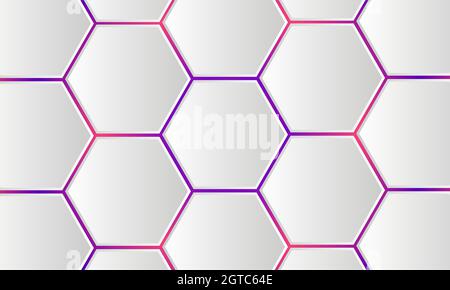 Fond abstrait vectoriel 3d hexagonal blanc. Couleurs vives flashes sous l'hexagone dans la technologie moderne vecteur futuriste d'arrière-plan Illustration de Vecteur