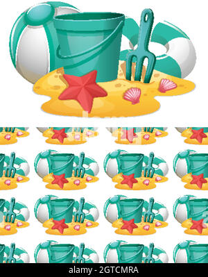 Arrière-plan sans couture avec jouets de plage Illustration de Vecteur