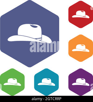 Cowboy hat icons set Illustration de Vecteur