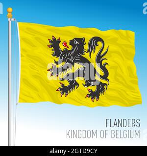 Drapeau régional de Flandre, Royaume de Belgique, illustration vectorielle Illustration de Vecteur