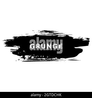 Bannière noire à motif de grunge. Texture du vecteur de détresse. Isolé. Forme tendance pour badges, emblèmes, cadres, étiquettes et timbres. Coups de pinceau Illustration de Vecteur