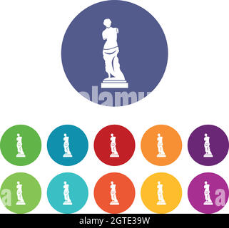 Icônes de l'ensemble de statues anciennes Illustration de Vecteur