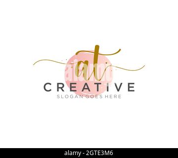 AU logo féminin beauté monogramme et élégant logo design, écriture logo de la signature initiale, mariage, mode, floral et botanique avec la création Illustration de Vecteur