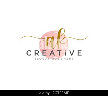 AK logo féminin beauté monogramme et élégant logo design, écriture logo de la signature initiale, mariage, mode, floral et botanique avec la création Illustration de Vecteur