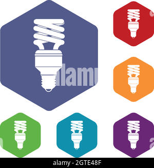 Ampoule à économie d'énergie icons set Illustration de Vecteur