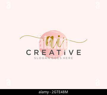 Ai logo féminin beauté monogramme et élégant logo design, écriture logo de la signature initiale, mariage, mode, floral et botanique avec la création Illustration de Vecteur