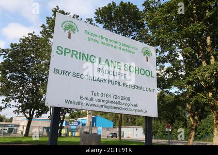 29 août 2021 Radcliffe, Manchester, Royaume-Uni.Spring Lane School, une unité de référence gérée par le département de l'éducation du conseil de Bury. Photographié sur un terrain accessible au public Banque D'Images