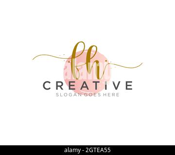 FH logo féminin beauté monogramme et élégant logo design, écriture logo de la signature initiale, mariage, mode, floral et botanique avec la création Illustration de Vecteur