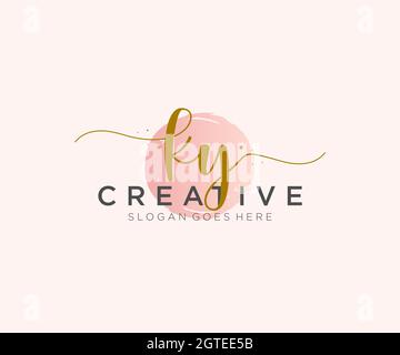 KY logo féminine beauté monogramme et élégant logo design, écriture logo de la signature initiale, mariage, mode, floral et botanique avec la création Illustration de Vecteur