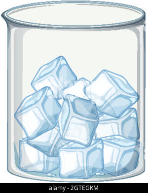 Cube de glace dans un grand bol sur fond blanc Illustration de Vecteur
