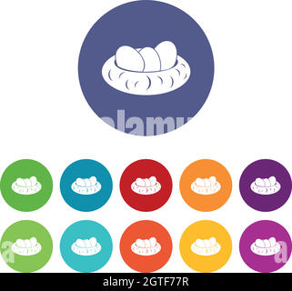 Œufs dans les icônes de la série de nids Illustration de Vecteur