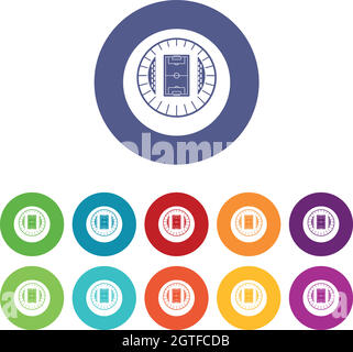Les icônes du stade rond avec vue de dessus Illustration de Vecteur
