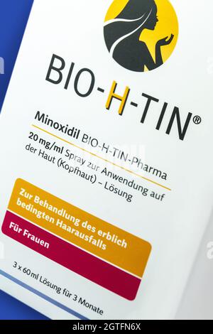 Hambourg, Allemagne - août 21 2021: Bio-H-Tin Pharma Minoxidil Spray Banque D'Images