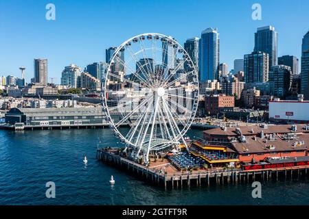 La Grande Roue de Seattle, Seattle, Washington, USA Banque D'Images
