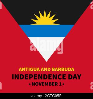 Affiche typographique de la Journée de l'indépendance d'Antigua-et-Barbuda. Fête nationale célébrée le 1er novembre. Modèle vectoriel pour bannière, carte de vœux, prospectus, e Illustration de Vecteur