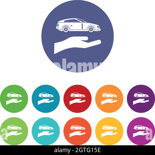 Icônes de réglage de la main et de la voiture Illustration de Vecteur