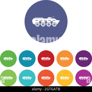 Icônes de l'ensemble de chars de combat de l'armée Illustration de Vecteur