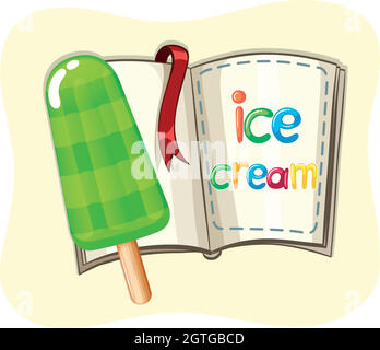 Popsicle icecream et un livre Illustration de Vecteur