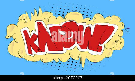 Kapow - Comics Word. Vecteur rétro résumé bande dessinée livre de la parole bulle Illustration de Vecteur