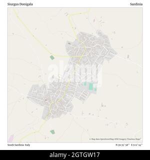 Siurgus Donigala, Sardaigne du Sud, Italie, Sardaigne, N 39 35' 58'', E 9 11' 14'', carte, carte intemporelle publiée en 2021.Les voyageurs, les explorateurs et les aventuriers comme Florence Nightingale, David Livingstone, Ernest Shackleton, Lewis et Clark et Sherlock Holmes se sont appuyés sur des cartes pour planifier leurs voyages dans les coins les plus reculés du monde. Timeless Maps dresse la carte de la plupart des sites du monde, montrant ainsi la réalisation de grands rêves Banque D'Images