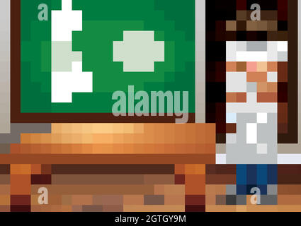 Scène en classe avec un professeur dans la salle Illustration de Vecteur