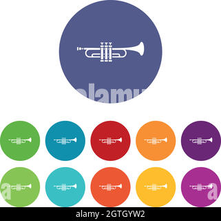 Icônes de trompette en laiton Illustration de Vecteur