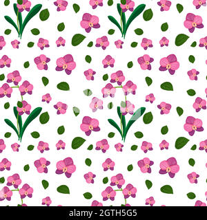 Motif sans couture avec jolie fleur rose et feuille Illustration de Vecteur