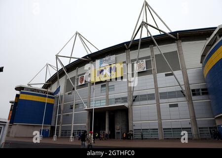 Vue générale extérieure du stade avant le match du championnat Sky Bet au MKM Stadium, Hull. Date de la photo: Samedi 2 octobre 2021. Banque D'Images