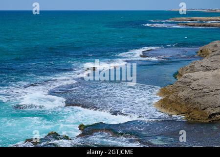 Hof Dor aBonim Réserve naturelle et plage sur la côte méditerranéenne en Israël pour la marche et les loisirs Banque D'Images