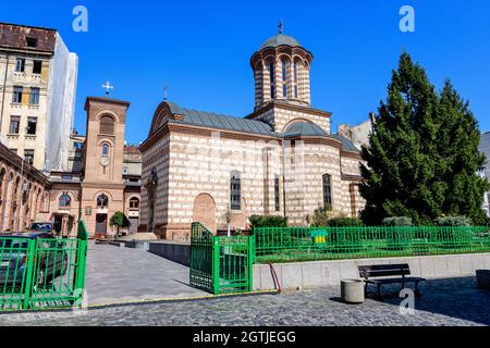 Bucarest, Roumanie, 27 mars 2021 : bâtiment historique principal de l'église Saint-Anton de Buna Vestyre (Biserica Buna Vestyre SF Anton) près de Curtea Veche (Old Co Banque D'Images