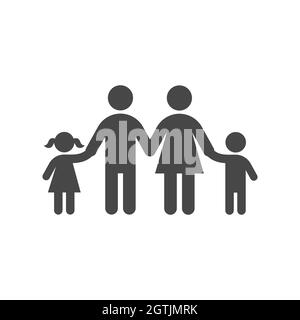 Icône vectorielle de la famille tenant les mains Illustration de Vecteur