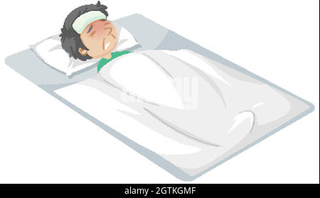 Homme malade au lit Illustration de Vecteur