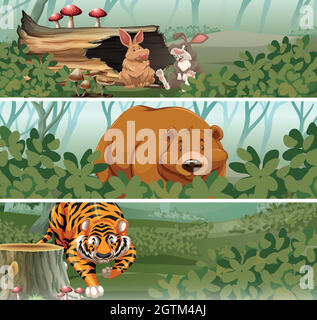 Les animaux sauvages dans la jungle Illustration de Vecteur