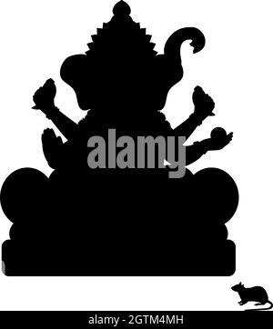 Silhouette de la déesse indienne Genesha. Bonne Genesha Chaturhti. Festival Pancha Ganapati. Icône de symbole d'illustration Illustration de Vecteur