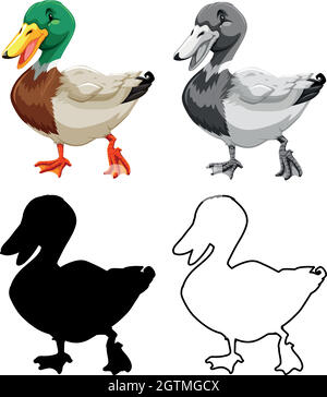 Jeu de caractères canard Illustration de Vecteur