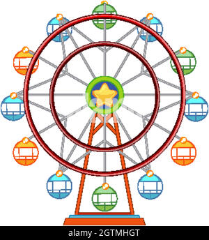 Grande roue colorée isolée sur fond blanc Illustration de Vecteur