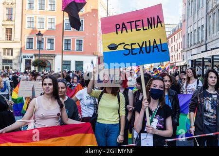 Lubin, Pologne. 2 octobre 2021. 02 octobre 2021 Wroclaw Pologne. Marche de la fierté à Wroclaw (image de crédit : © Krzysztof Kaniewski/ZUMA Press Wire) Banque D'Images