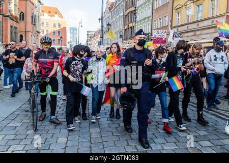 Lubin, Pologne. 2 octobre 2021. 02 octobre 2021 Wroclaw Pologne. Marche de la fierté à Wroclaw (image de crédit : © Krzysztof Kaniewski/ZUMA Press Wire) Banque D'Images