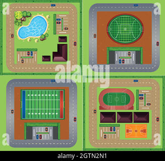 Terrains et terrains de sport Illustration de Vecteur