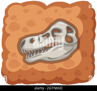 Fossile de dinosaure éteint sur fond blanc Illustration de Vecteur