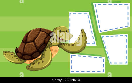Une tortue de mer sur une note de balnk Illustration de Vecteur
