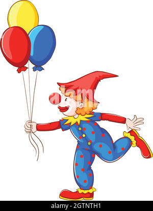 Un clown avec des ballons Illustration de Vecteur