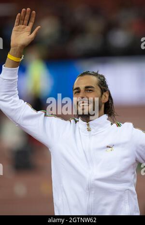 ZURICH - SUISSE 8 septembre 21 : Gianmarco Tamberi participant au saut en hauteur à la finale de la Ligue des diamants de Wanda au stade Letzigrund, Zurich, sur le Banque D'Images